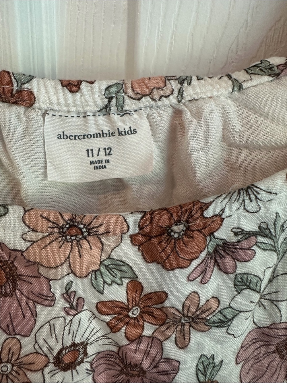 abercrombie kids Cream Dress with Blush and Rust Floral Print size 11/12
